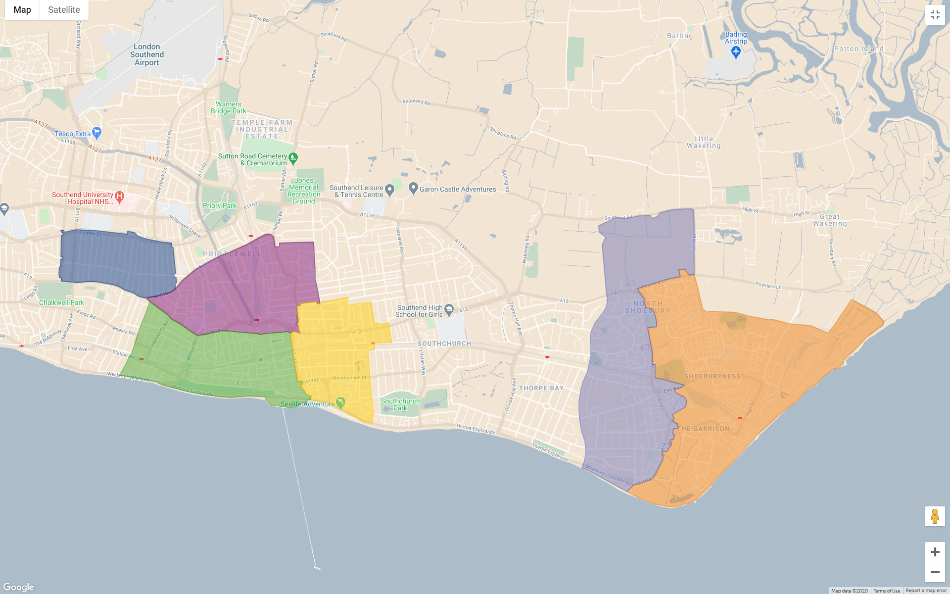 Map of the 6 wards ABS work within