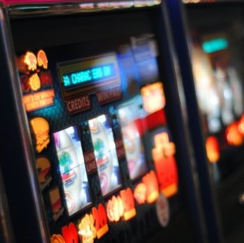 photo of a gambling one arm bandit machine