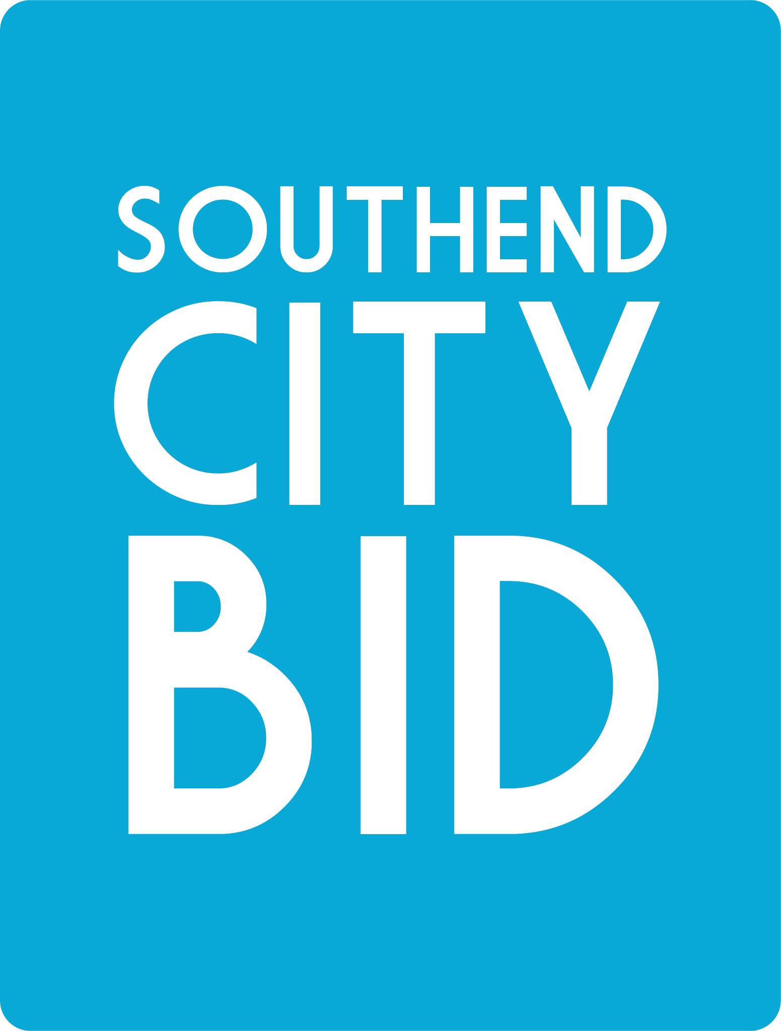 Southend City BID text in white on light blue background