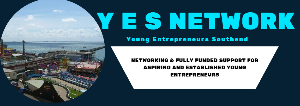 Logo for Young Enterprise Southend network group with photo of adventure island and the pier